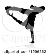 Poster, Art Print Of Silhouetted Male Hip Hop Dancer With A Reflection Or Shadow On A White Background