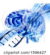 Poster, Art Print Of 3d Blue Brain And Dna Strand On White