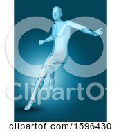 Poster, Art Print Of 3d Medical Male Figure Jumping On Blue