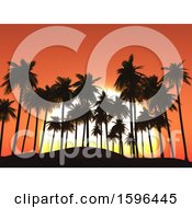 Poster, Art Print Of Tropical Orange Sunset With Silhouetted Palm Trees