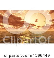 Clipart Of A 3d Ocean Sunset Background Royalty Free Illustration