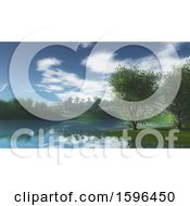 Clipart Of A 3d Lake Landscape Royalty Free Illustration