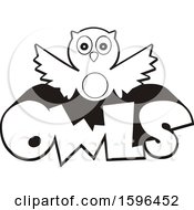 Poster, Art Print Of Black And White Owl School Mascot Over Text