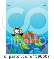Clipart Of A Pirate Sea Turtle Under Water Royalty Free Vector Illustration