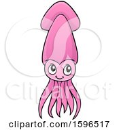 Clipart Of A Happy Pink Squid Royalty Free Vector Illustration by visekart