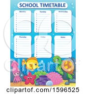 Poster, Art Print Of School Time Table With Sea Creatures