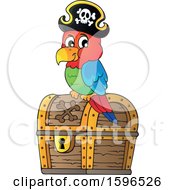 Poster, Art Print Of Pirate Parrot On A Treasure Chest