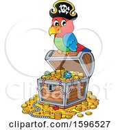 Poster, Art Print Of Pirate Parrot On A Treasure Chest