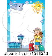 Clipart Of An Airport Border With A Female Traveler Royalty Free Vector Illustration by visekart