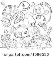 Poster, Art Print Of Lineart Sea Creatures