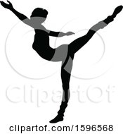 Clipart Of A Black Silhouetted Ballerina Dancing Royalty Free Vector Illustration