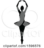Clipart Of A Black Silhouetted Ballerina Dancing Royalty Free Vector Illustration by AtStockIllustration