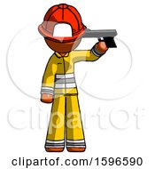 Orange Firefighter Fireman Man Suicide Gun Pose
