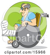 Man With His Leg In A Cast Using A Wheelchair