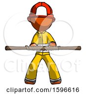 Poster, Art Print Of Orange Firefighter Fireman Man Bo Staff Kung Fu Defense Pose
