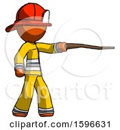 Poster, Art Print Of Orange Firefighter Fireman Man Pointing With Hiking Stick