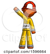 Poster, Art Print Of Orange Firefighter Fireman Man Waving Emphatically With Right Arm