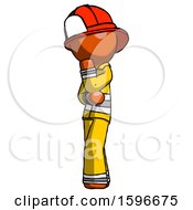 Poster, Art Print Of Orange Firefighter Fireman Man Thinking Wondering Or Pondering