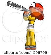 Orange Firefighter Fireman Man Thermometer In Mouth
