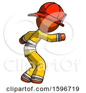 Poster, Art Print Of Orange Firefighter Fireman Man Sneaking While Reaching For Something