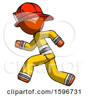 Poster, Art Print Of Orange Firefighter Fireman Man Running Fast Left