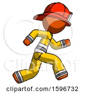 Poster, Art Print Of Orange Firefighter Fireman Man Running Fast Right