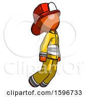 Poster, Art Print Of Orange Firefighter Fireman Man Floating Through Air Right