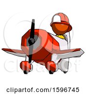 Poster, Art Print Of Orange Firefighter Fireman Man Flying In Geebee Stunt Plane Viewed From Below