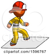 Poster, Art Print Of Orange Firefighter Fireman Man On Postage Envelope Surfing