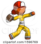 Poster, Art Print Of Orange Firefighter Fireman Man Throwing Football