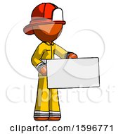 Poster, Art Print Of Orange Firefighter Fireman Man Presenting Large Envelope