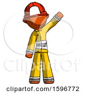 Poster, Art Print Of Orange Firefighter Fireman Man Waving Emphatically With Left Arm