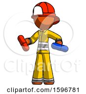 Poster, Art Print Of Orange Firefighter Fireman Man Red Pill Or Blue Pill Concept