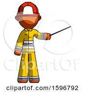 Poster, Art Print Of Orange Firefighter Fireman Man Teacher Or Conductor With Stick Or Baton Directing