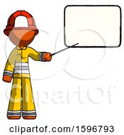 Poster, Art Print Of Orange Firefighter Fireman Man Giving Presentation In Front Of Dry-Erase Board