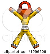 Poster, Art Print Of Orange Firefighter Fireman Man Jumping Or Flailing