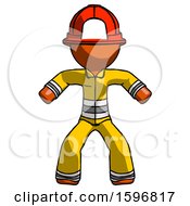 Poster, Art Print Of Orange Firefighter Fireman Male Sumo Wrestling Power Pose