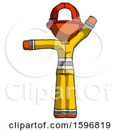 Poster, Art Print Of Orange Firefighter Fireman Man Directing Traffic Left