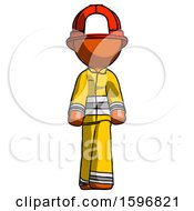Poster, Art Print Of Orange Firefighter Fireman Man Walking Front View