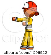 Poster, Art Print Of Orange Firefighter Fireman Man Presenting Something To His Right