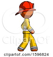 Poster, Art Print Of Orange Firefighter Fireman Man Walking Right Side View