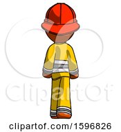 Poster, Art Print Of Orange Firefighter Fireman Man Walking Away Back View