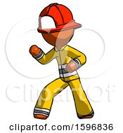 Poster, Art Print Of Orange Firefighter Fireman Man Martial Arts Defense Pose Left