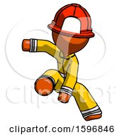 Poster, Art Print Of Orange Firefighter Fireman Man Action Hero Jump Pose