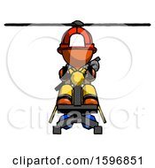 Poster, Art Print Of Orange Firefighter Fireman Man Flying In Gyrocopter Front View