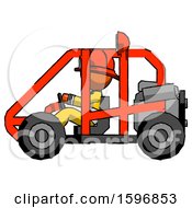 Poster, Art Print Of Orange Firefighter Fireman Man Riding Sports Buggy Side View