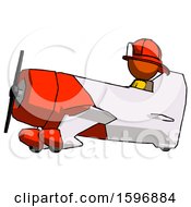 Poster, Art Print Of Orange Firefighter Fireman Man In Geebee Stunt Aircraft Side View