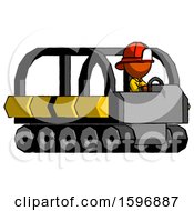 Poster, Art Print Of Orange Firefighter Fireman Man Driving Amphibious Tracked Vehicle Side Angle View
