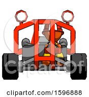 Poster, Art Print Of Orange Firefighter Fireman Man Riding Sports Buggy Front View