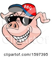 Poster, Art Print Of Pig Face Wearing A Bbq Hat And Shades